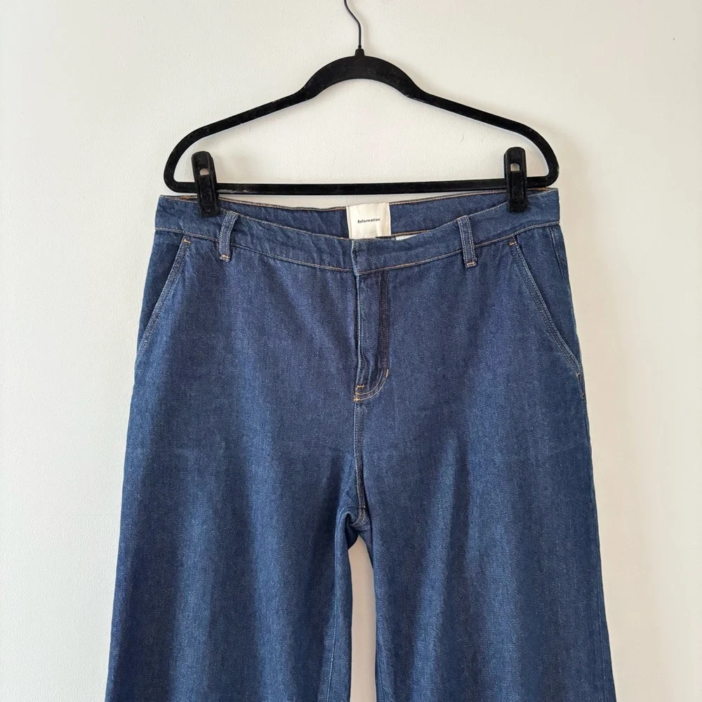 Reformation Elio Low Rise Denim Trouser Jeans Rigid Pant Wide Relaxed Leg - Picture 3 of 6